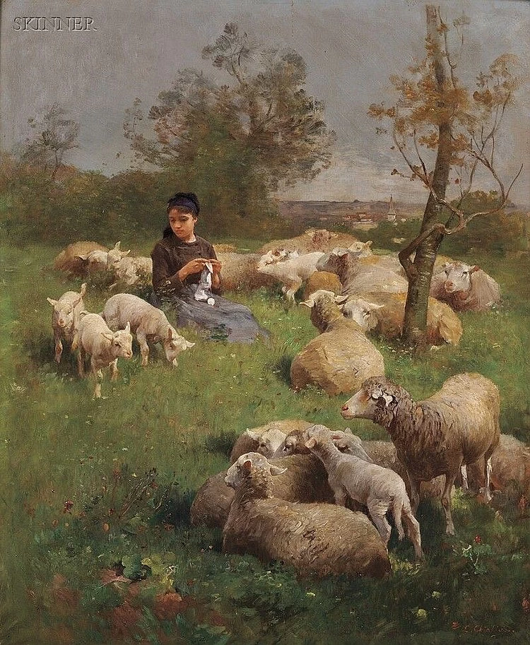 Pastorella con il suo gregge